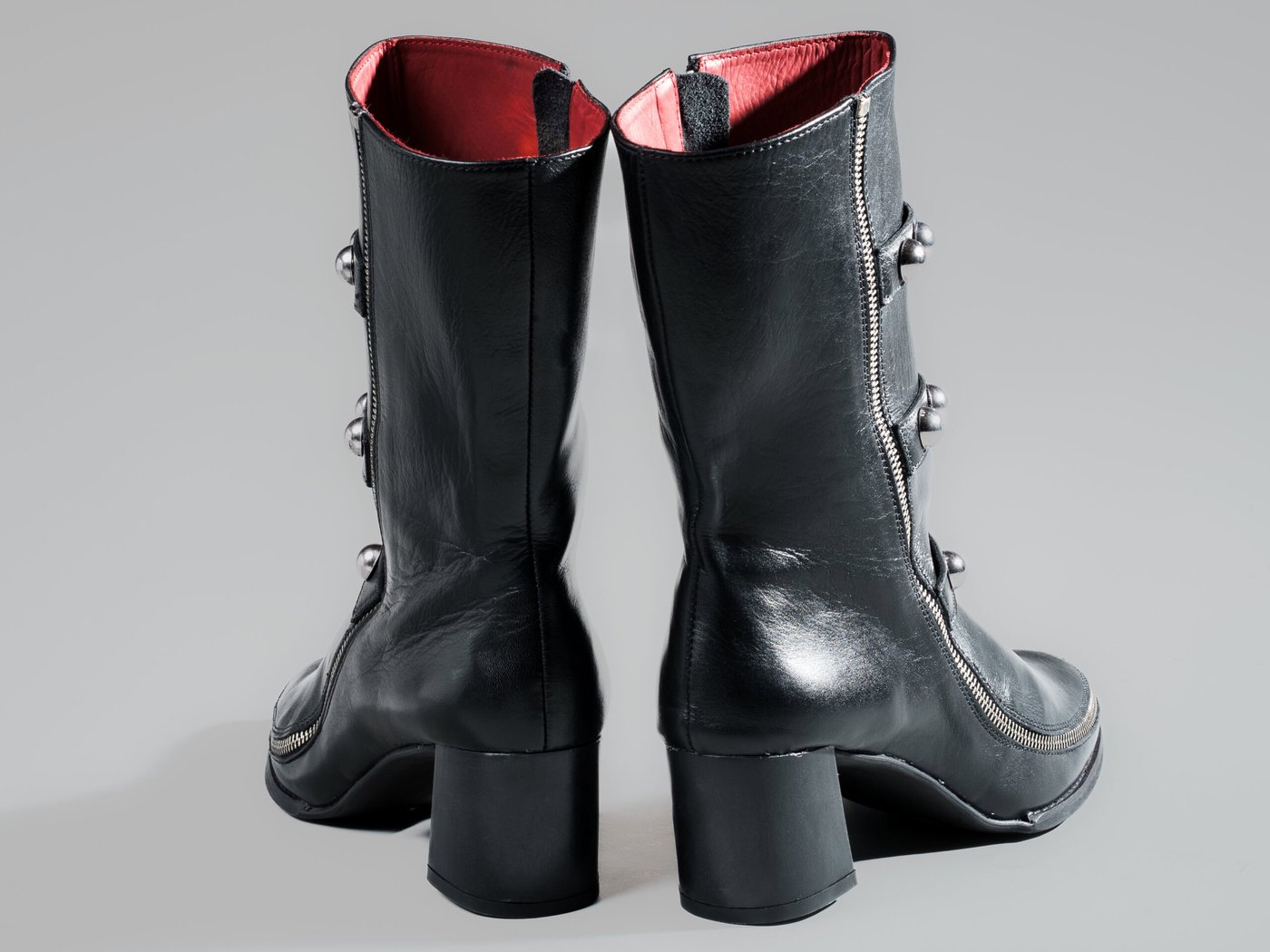 Vivienne Black, back view showing 3 inch heel and construction